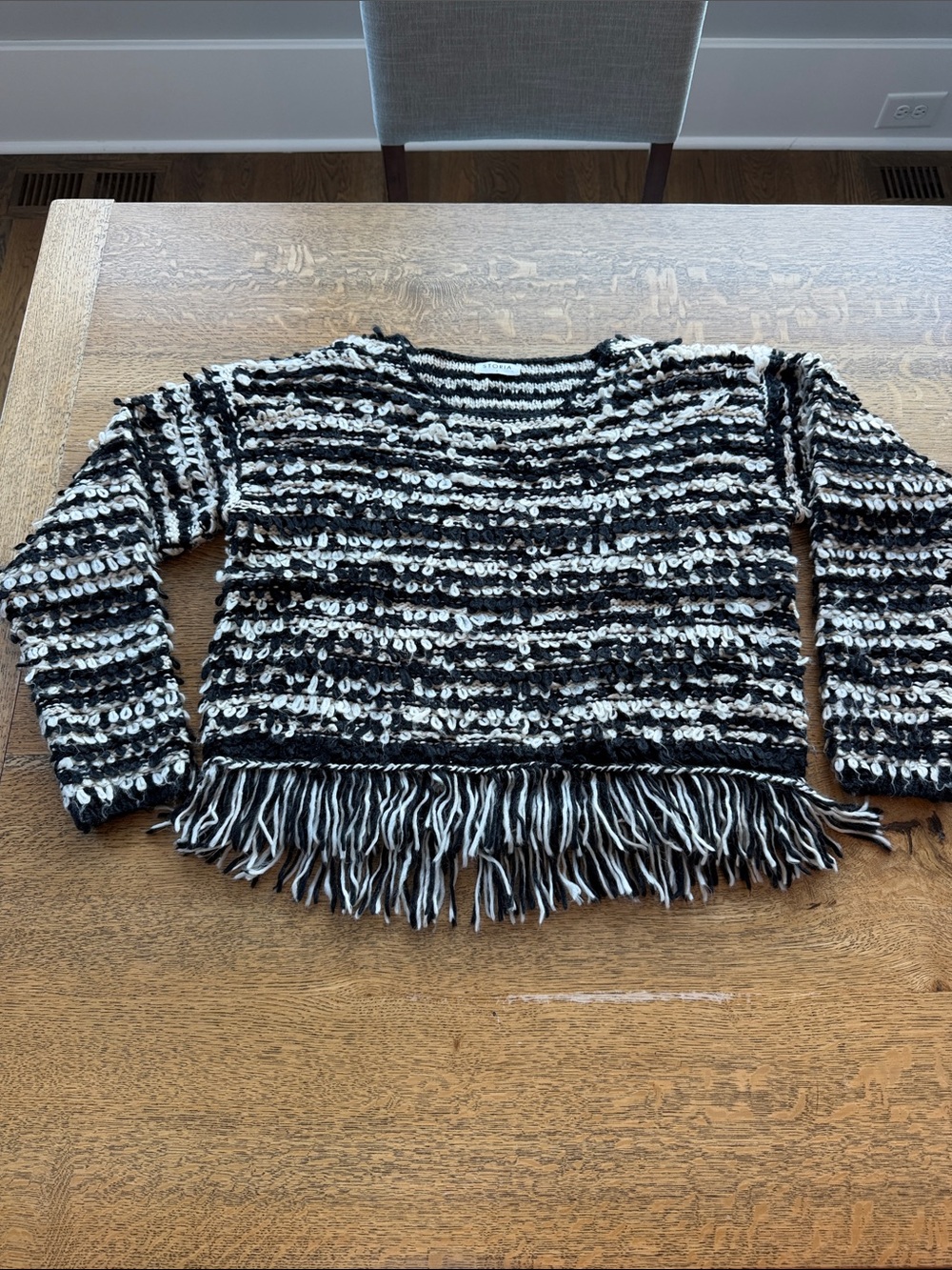 Storia Black and White Striped Knit Top